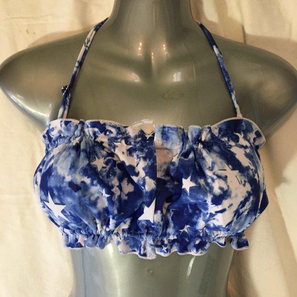 ZAFUL Women's Strapless Ribbed Tie Back Ruffle Cutout Bandeau Bikini Swimsuit M - Picture 5 of 16